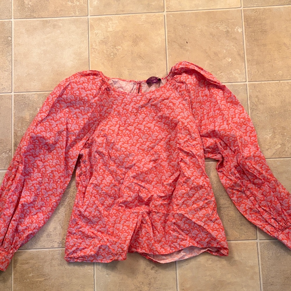J. Crew Coral Floral Blouse